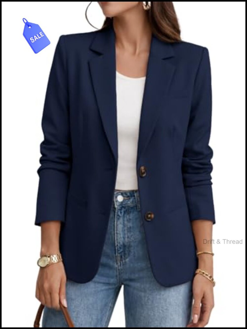 ELLEVEN Notch Collar Long Sleeve Slim Fit Blazer Business Casual